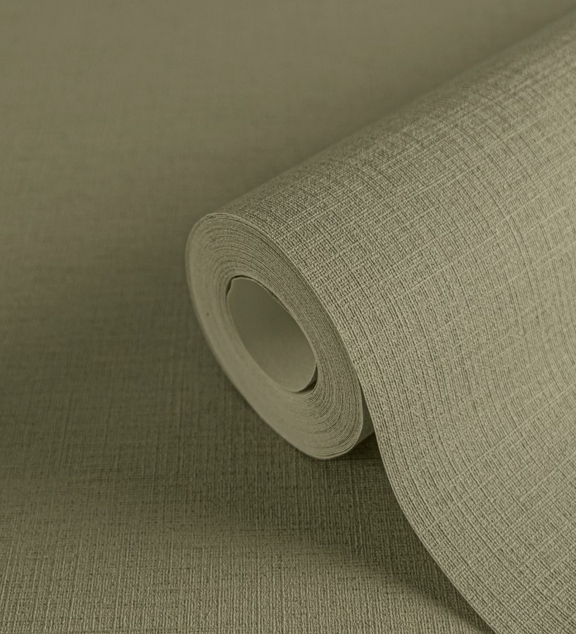 Papel pintado liso con textura lienzo pintado color verde musgo  Brighton Sage 685322