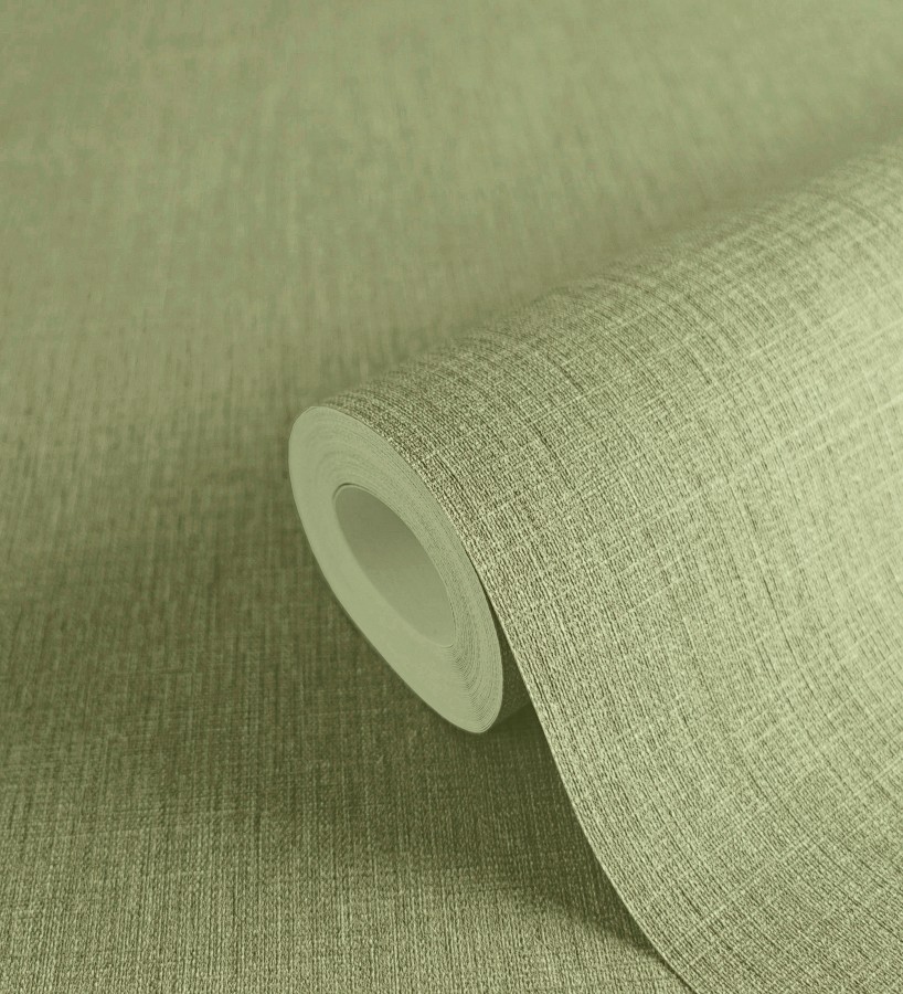 Papel pintado liso de microfibras textiles tintadas verde oliva  Melbourne Colour 685323