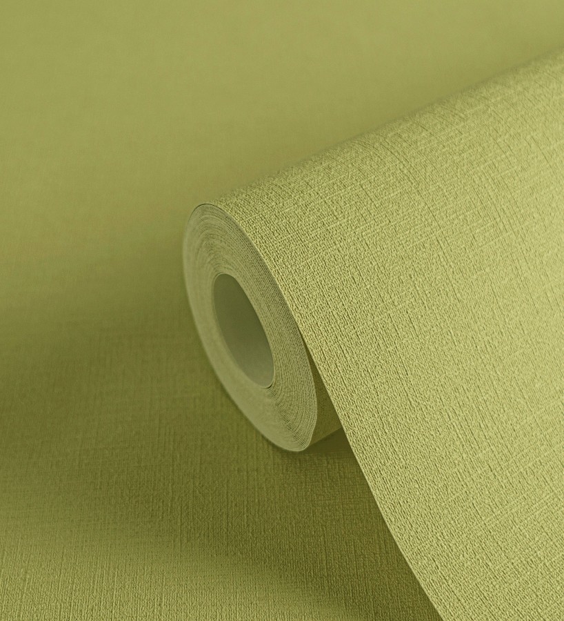 Papel pintado liso con textura lienzo pintado verde lima oscuro  Brighton Sage 685324