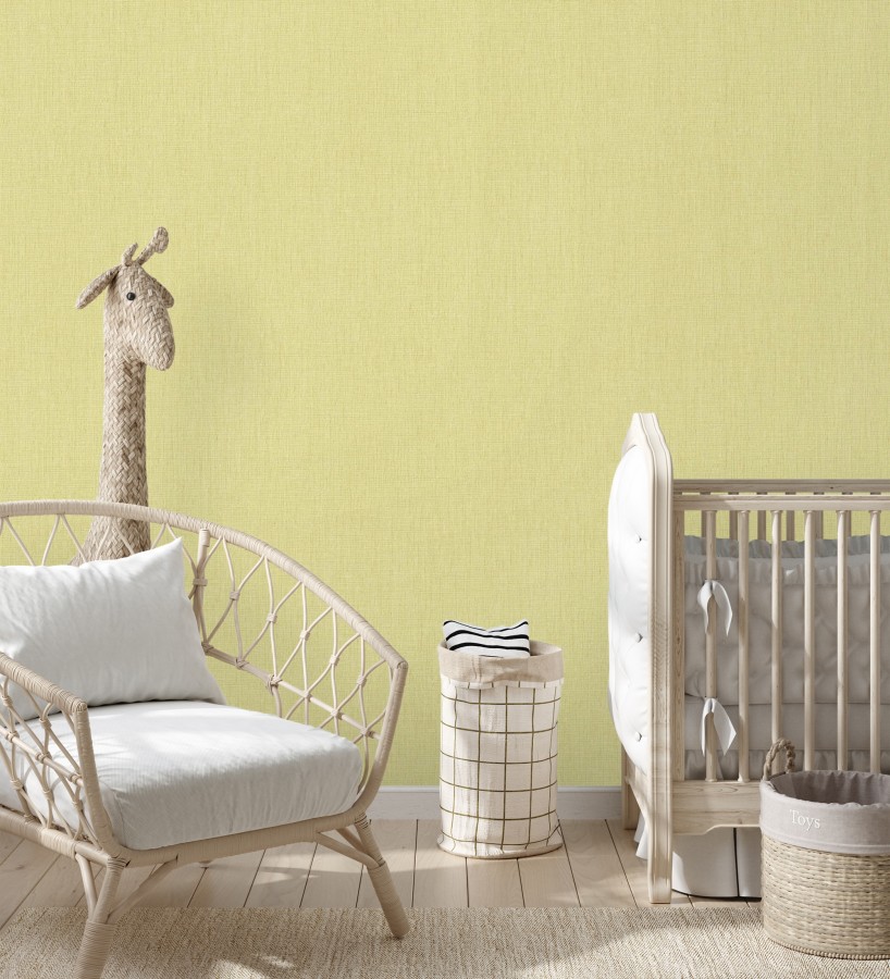 Papel pintado liso de microfibras textiles tintadas amarillo mostaza claro  Melbourne Colour 685325