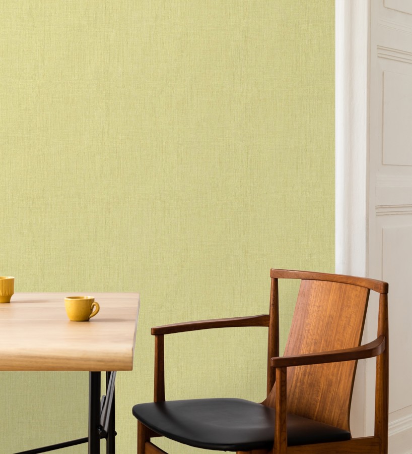 Papel pintado liso de microfibras textiles tintadas amarillo mostaza claro  Melbourne Colour 685325