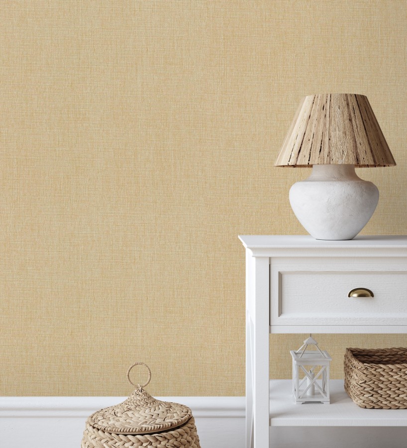 Papel pintado liso de microfibras textiles tintadas marrón camel  Melbourne Colour 685327