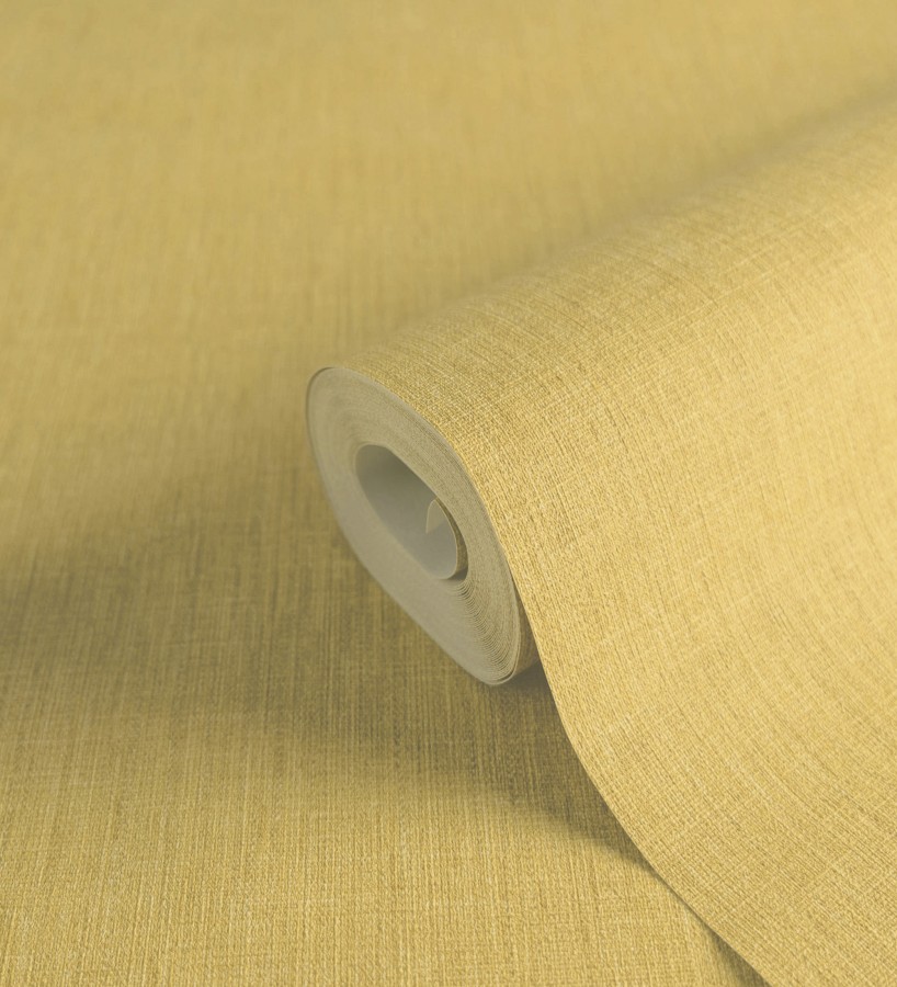 Papel pintado liso de microfibras textiles tintadas color mostaza  Melbourne Colour 685328