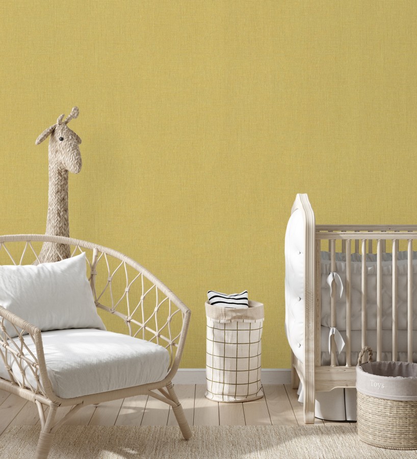 Papel pintado liso de microfibras textiles tintadas color mostaza  Melbourne Colour 685328