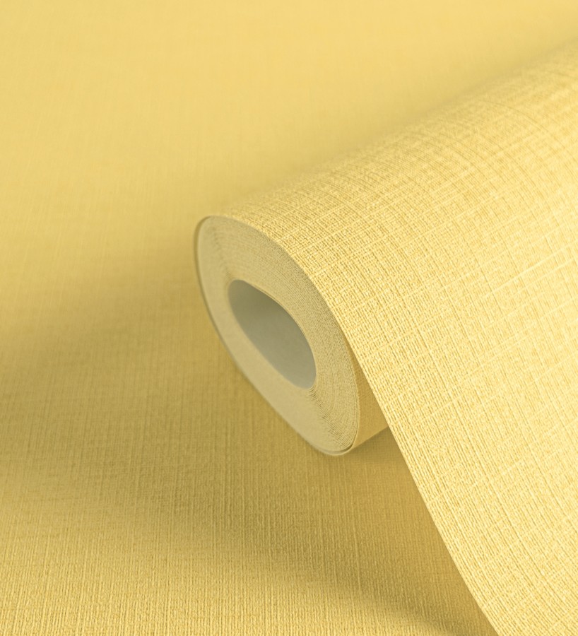 Papel pintado liso con textura lienzo pintado color amarillo canario  Brighton Amber 685329