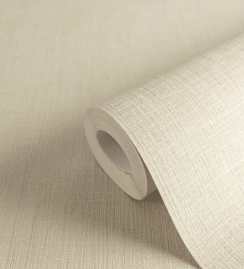 Papel pintado liso de microfibras textiles naturales beige arena  Melbourne Linen 685331