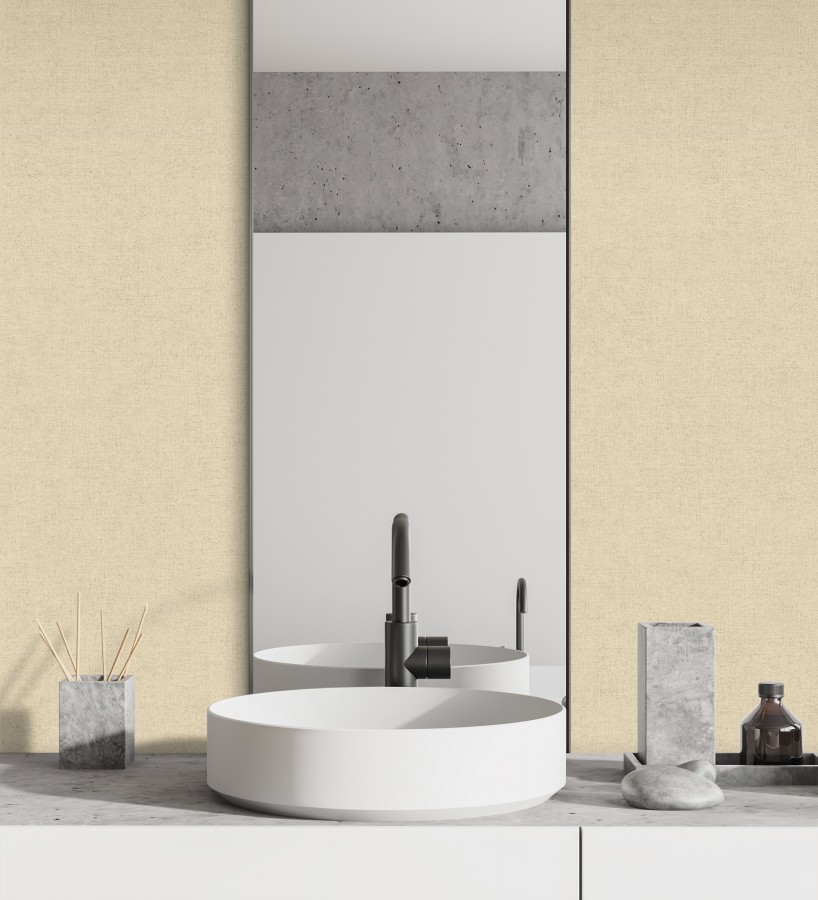 Papel pintado liso tonos almendra efecto textil hilos de lino y algodón  Raffton Linen 685332