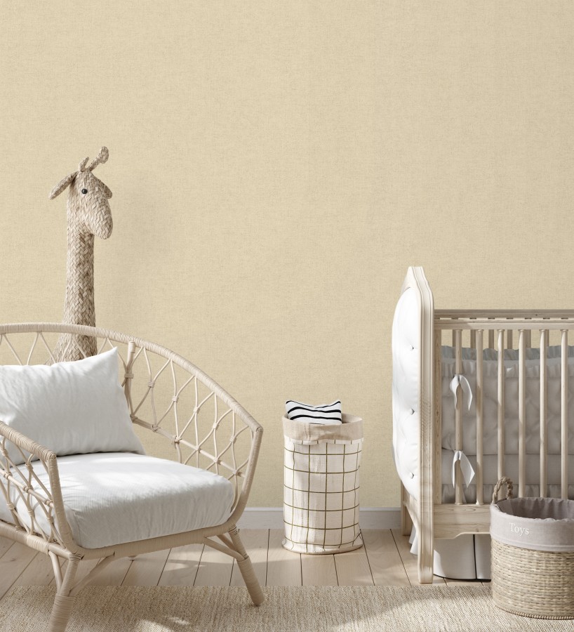 Papel pintado liso tonos almendra efecto textil hilos de lino y algodón  Raffton Linen 685332