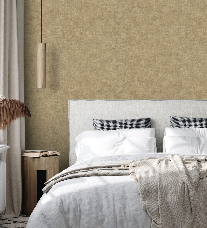 Papel pintado liso color corcho efecto textil hilos de lino y algodón  Raffton Linen 685334