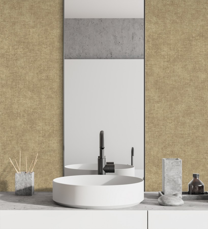 Papel pintado liso color corcho efecto textil hilos de lino y algodón  Raffton Linen 685334