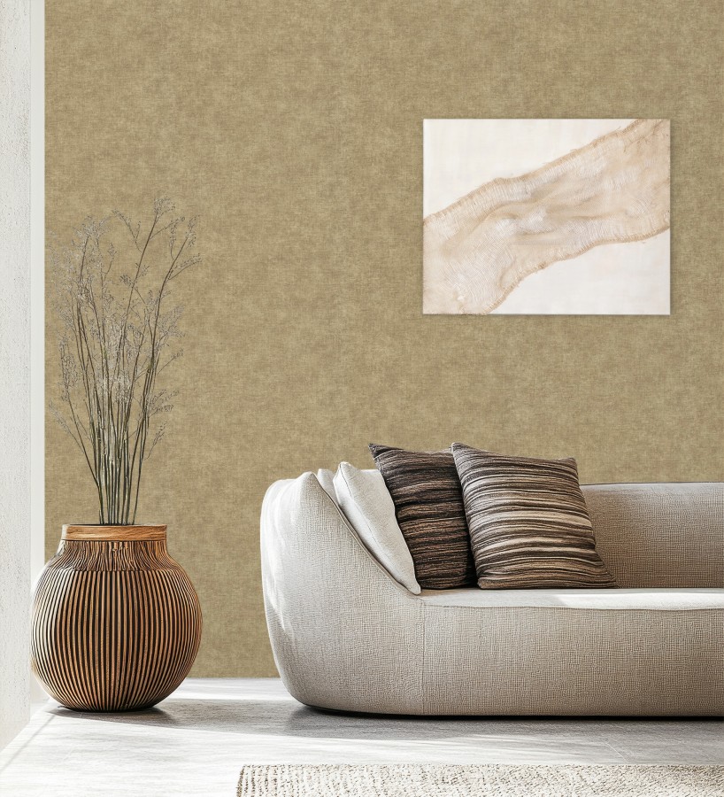 Papel pintado liso color corcho efecto textil hilos de lino y algodón  Raffton Linen 685334