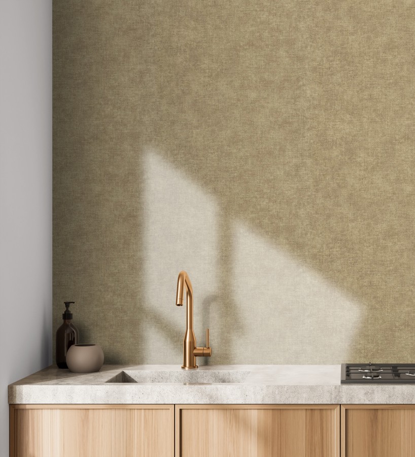 Papel pintado liso color corcho efecto textil hilos de lino y algodón  Raffton Linen 685334