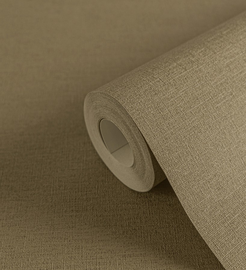 Papel pintado liso con textura lienzo pintado color verde oliva oscuro  Brighton Dusk 685335