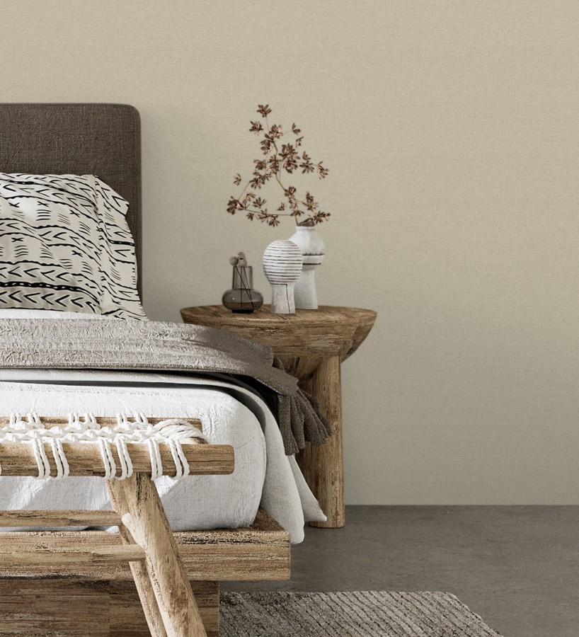 Papel pintado liso con textura lienzo pintado color beige tostado  Brighton Porcelain 685337