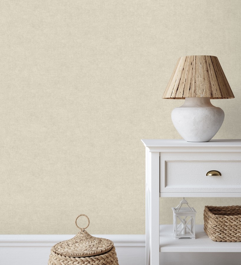 Papel pintado liso tonos arena efecto textil hilos de lino y algodón  Raffton Linen 685339