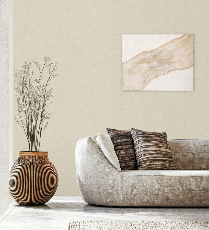 Papel pintado liso tonos arena efecto textil hilos de lino y algodón  Raffton Linen 685339