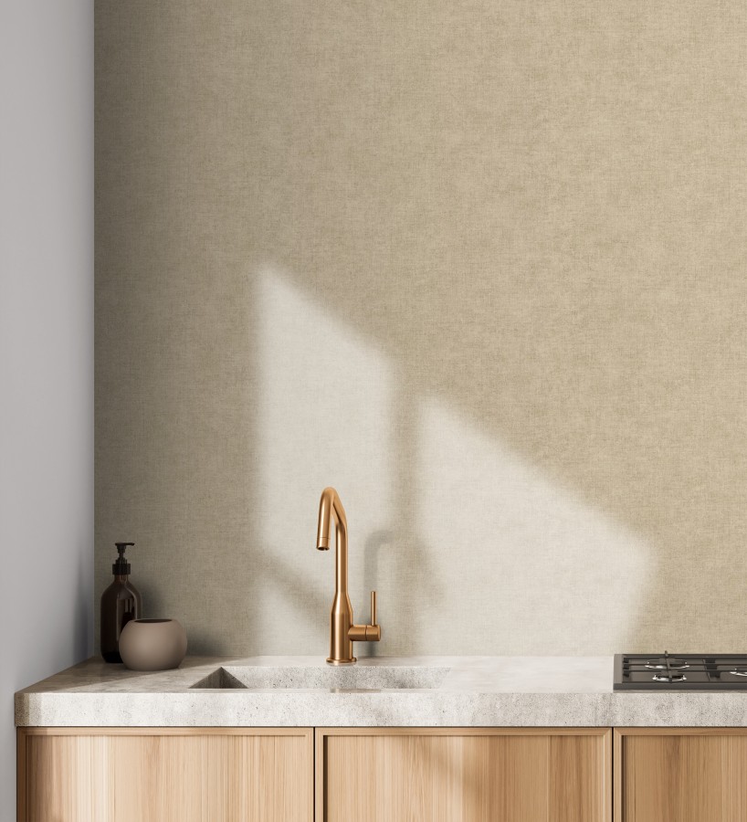 Papel pintado liso tonos tierra efecto textil hilos de lino y algodón  Raffton Linen 685344