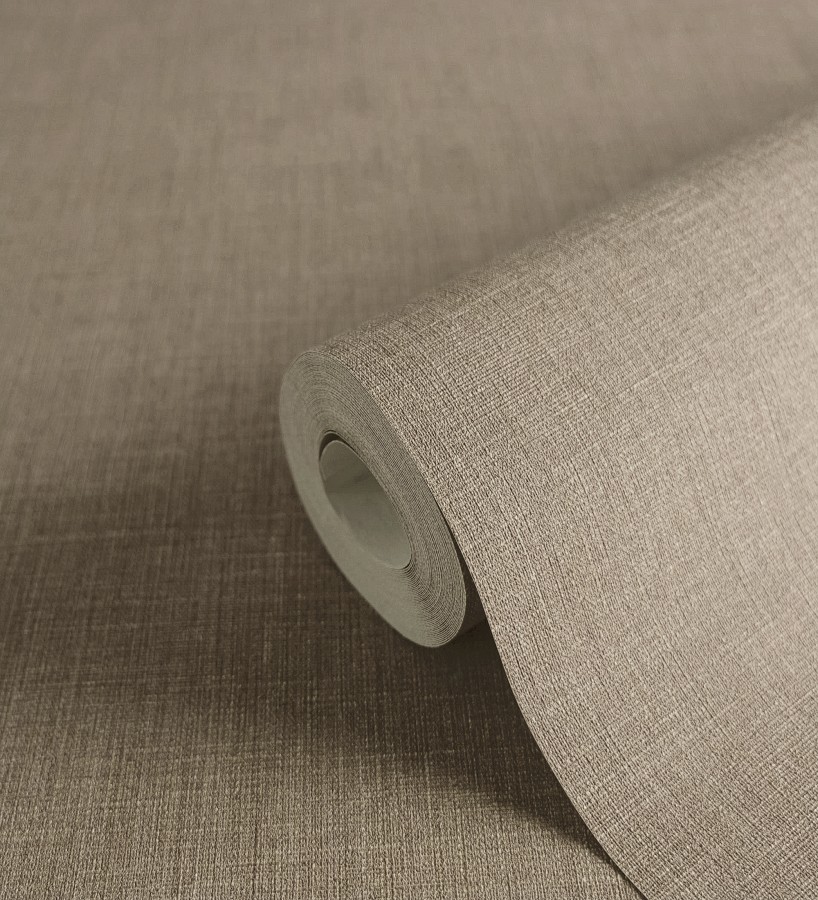 Papel pintado liso de microfibras textiles naturales tonos moca  Melbourne Linen 685345