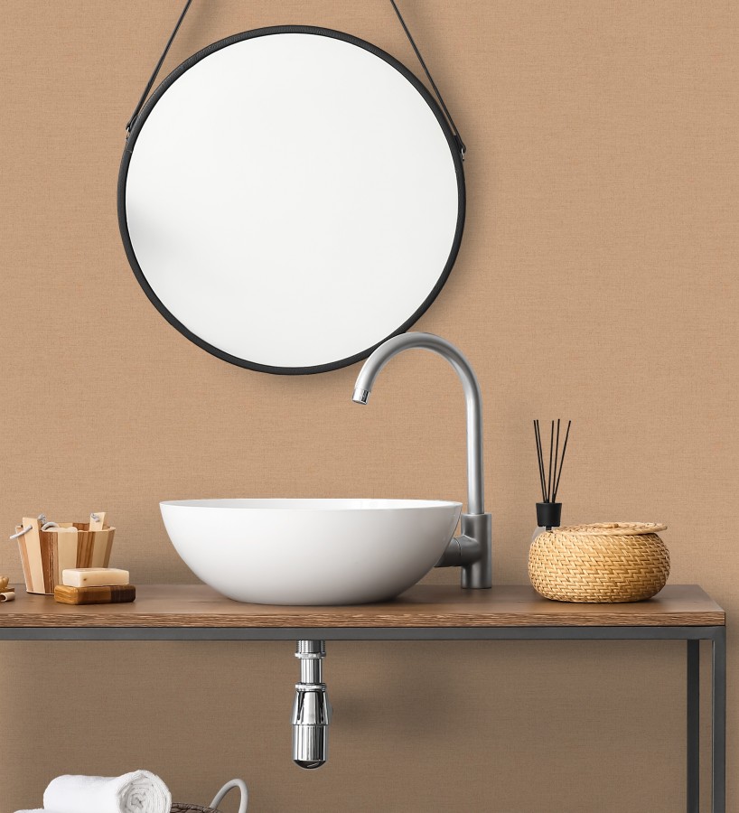 Papel pintado liso con textura lienzo pintado color terracota suave  Brighton Dusk 685347