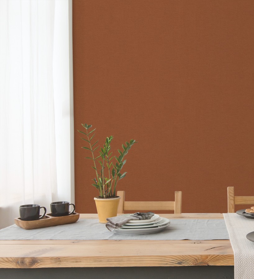 Papel pintado liso con textura lienzo pintado color teja  Brighton Amber 685348