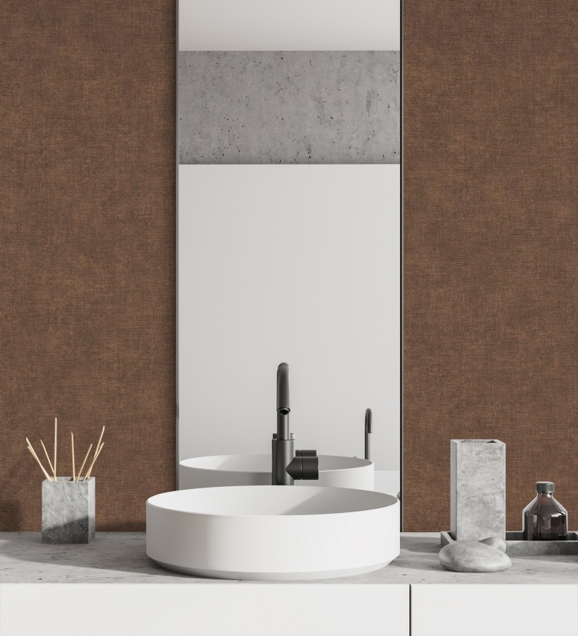 Papel pintado liso color cacao efecto textil hilos de lino y algodón  Raffton Clay 685349