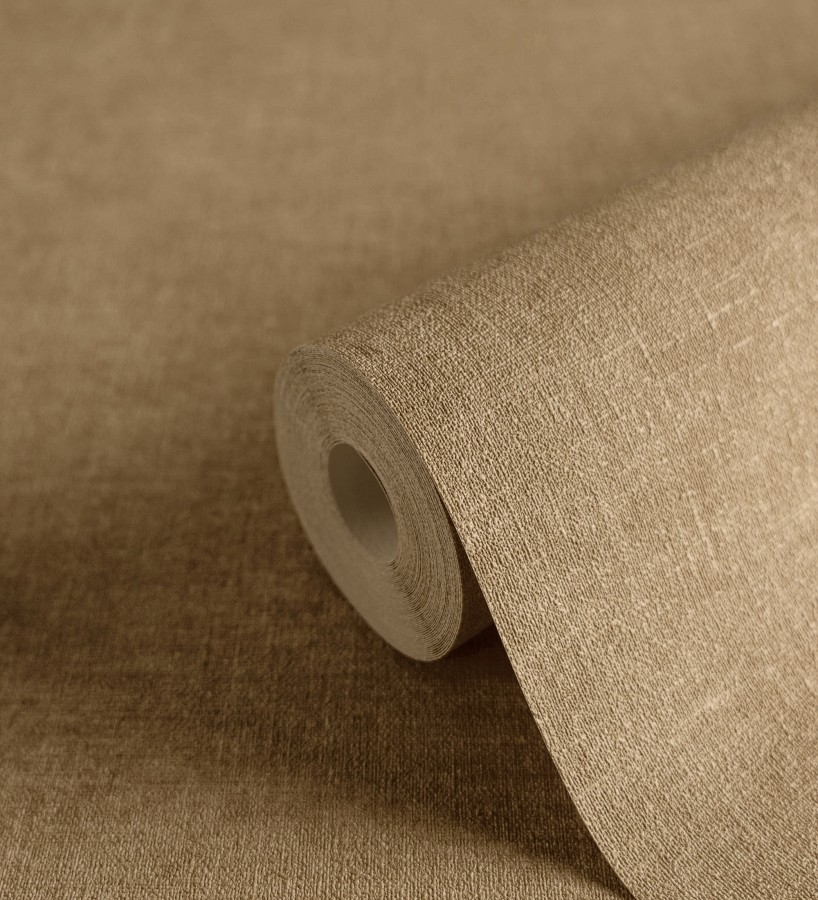 Papel pintado liso ocre dorado efecto textil hilos de lino y algodón  Raffton Clay 685351