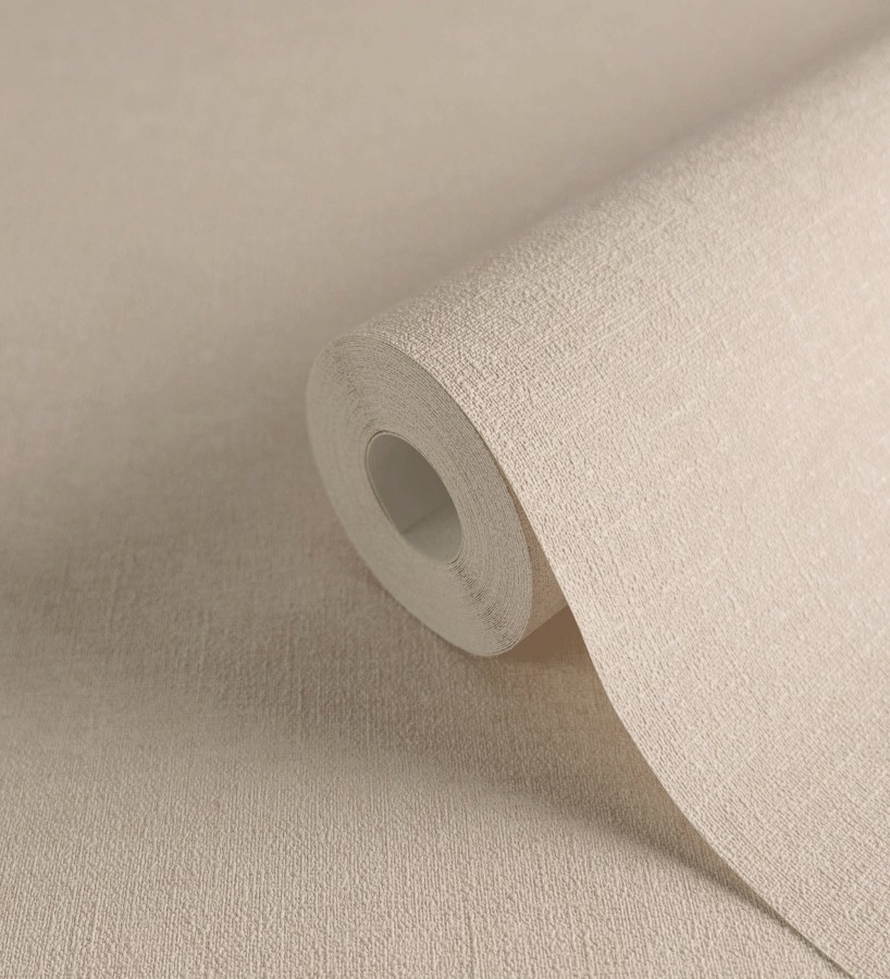 Papel pintado liso color crema melocotón efecto textil hilos de lino y algodón  Raffton Clay 685352