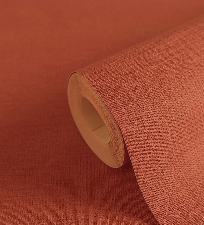 Papel pintado liso con textura lienzo pintado color rojo terracota  Brighton Amber 685354