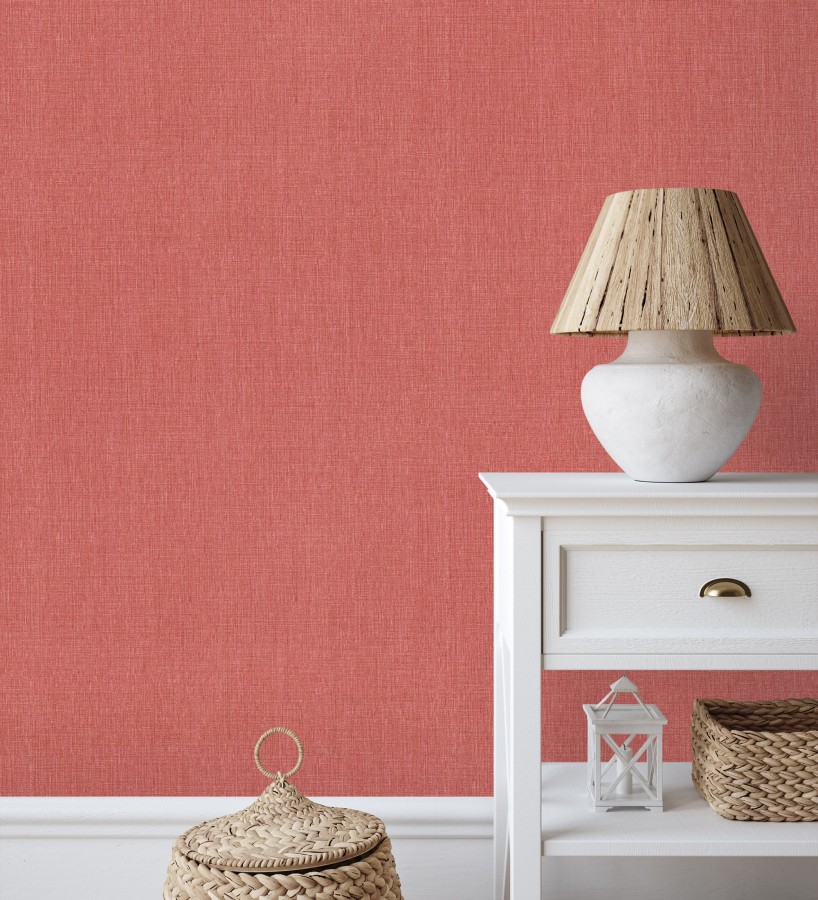 Papel pintado liso de microfibras textiles tintadas rojo carmesí  Melbourne Colour 685355