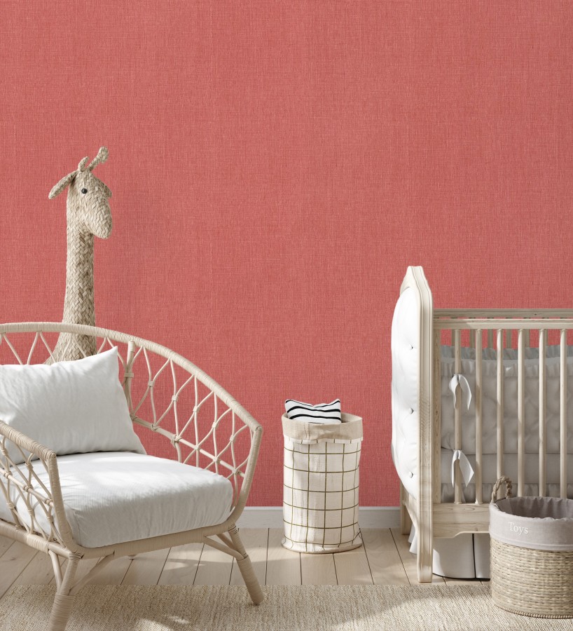 Papel pintado liso de microfibras textiles tintadas rojo carmesí  Melbourne Colour 685355