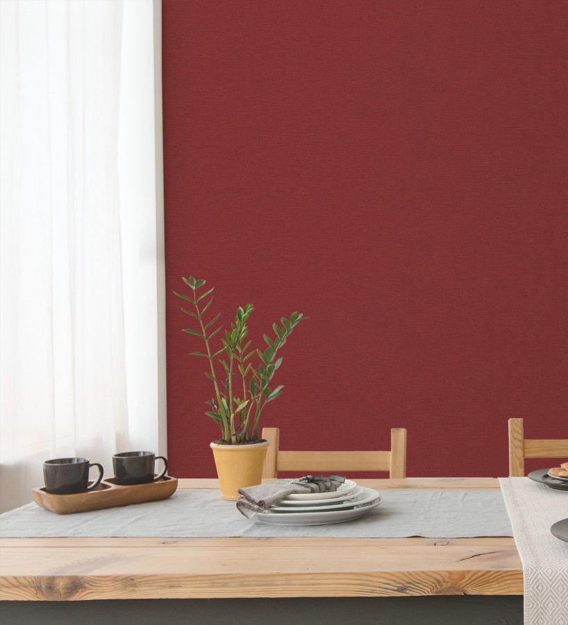 Papel pintado liso con textura lienzo pintado color granate  Brighton Amber 685356