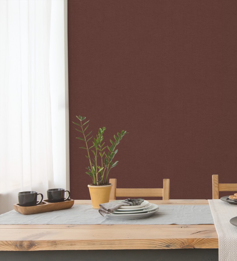 Papel pintado liso con textura lienzo pintado color marsala  Brighton Amber 685357