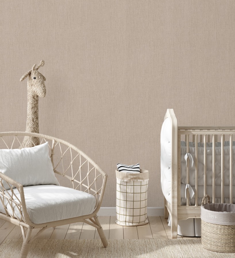 Papel pintado liso de microfibras textiles naturales adobe rosado  Melbourne Linen 685359