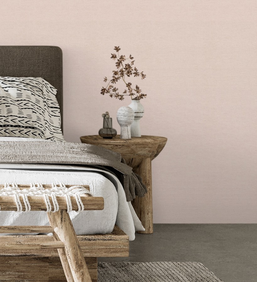 Papel pintado liso con textura lienzo pintado color rosa pálido  Brighton Amethyst 685360