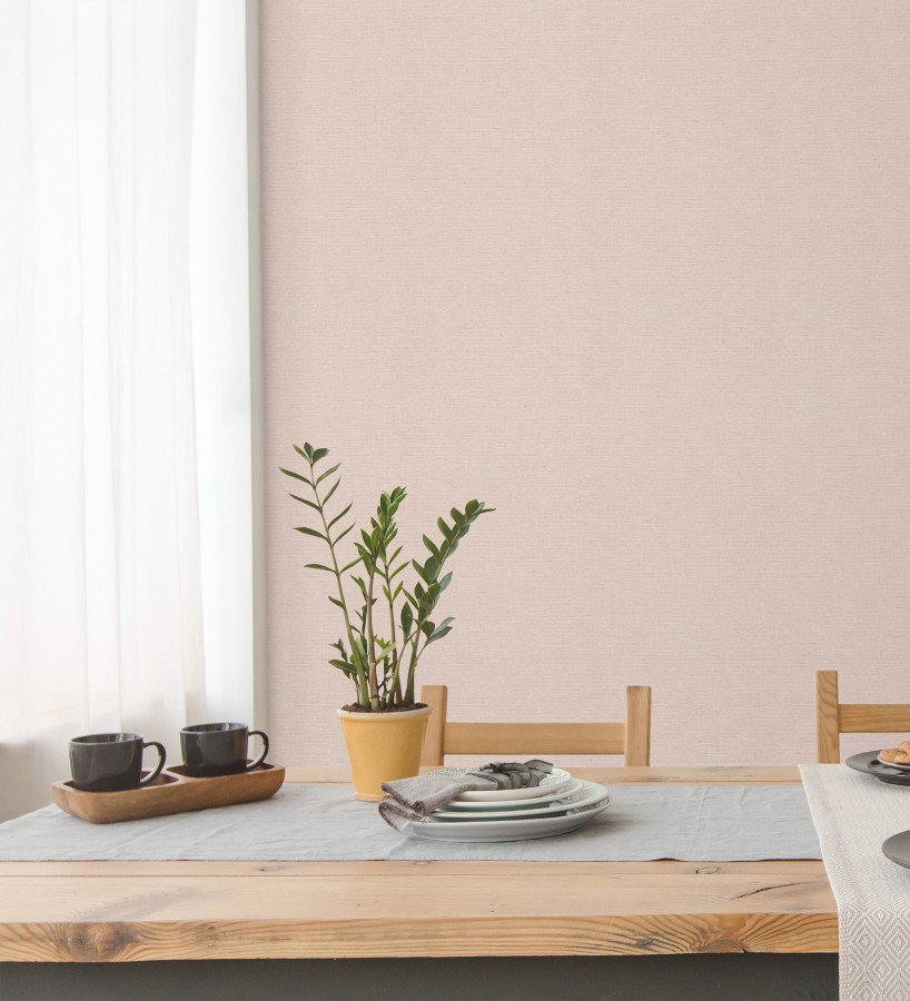 Papel pintado liso con textura lienzo pintado color rosa pálido  Brighton Amethyst 685360