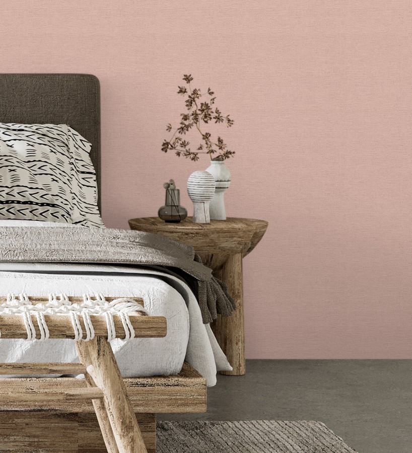 Papel pintado liso con textura lienzo pintado color salmón  Brighton Amethyst 685361
