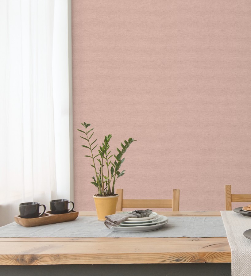 Papel pintado liso con textura lienzo pintado color salmón  Brighton Amethyst 685361