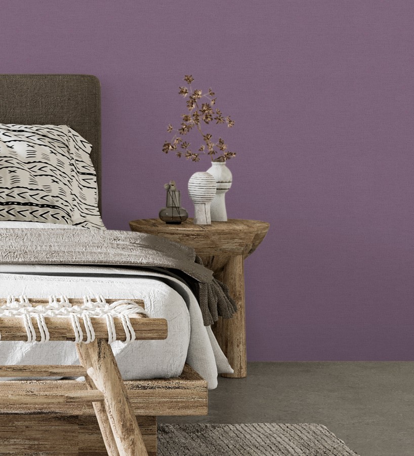 Papel pintado liso con textura lienzo pintado color amatista  Brighton Amethyst 685362