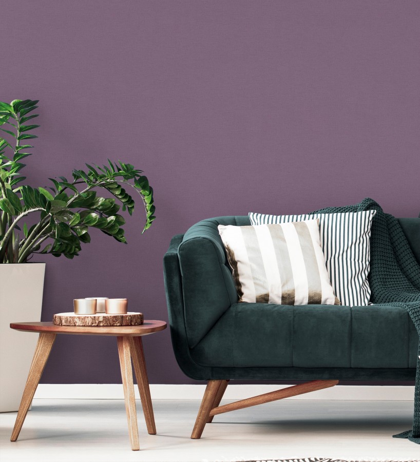 Papel pintado liso con textura lienzo pintado color amatista  Brighton Amethyst 685362
