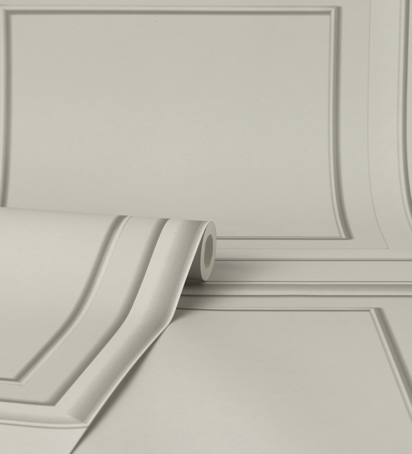 Papel pintado friso cuarterones de madera gris claro  Everton 681961