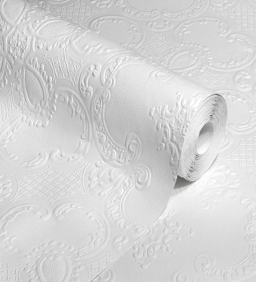 Papel pintado blanco repintable texturizado de alto relieve  Dank Texture 123149