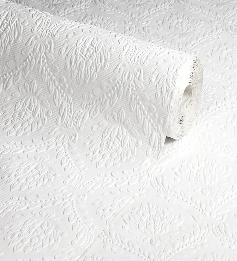 Papel pintado blanco repintable texturizado de alto relieve  Citras Texture 123172