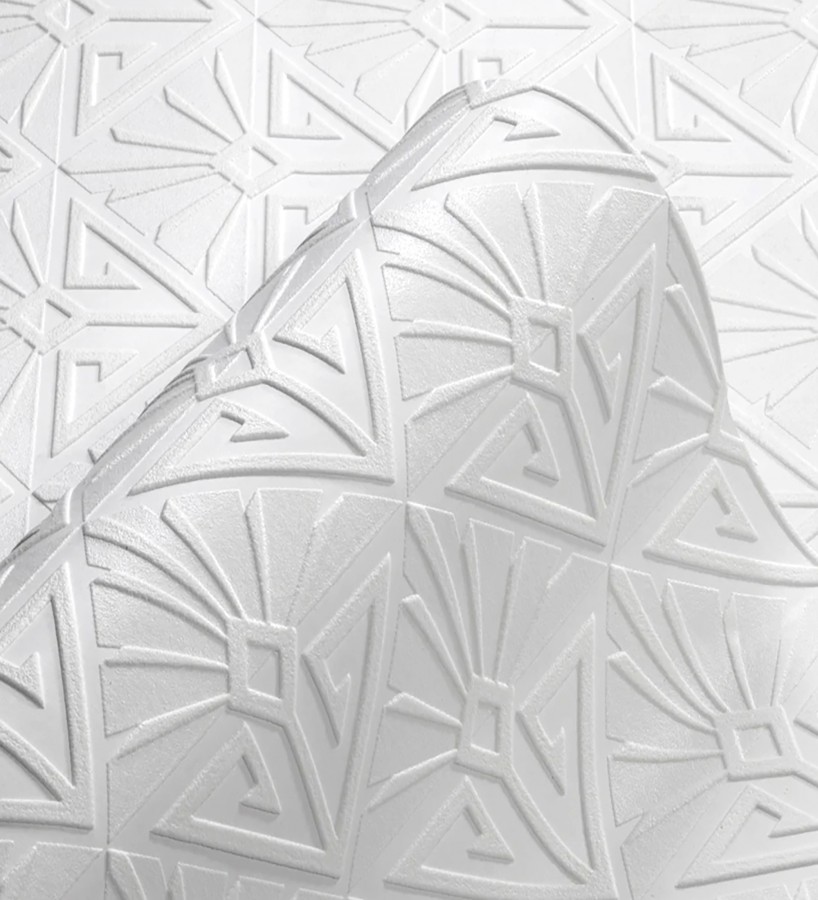 Papel pintado blanco geométrico moderno repintable texturizado de alto relieve  Eines Texture 123179