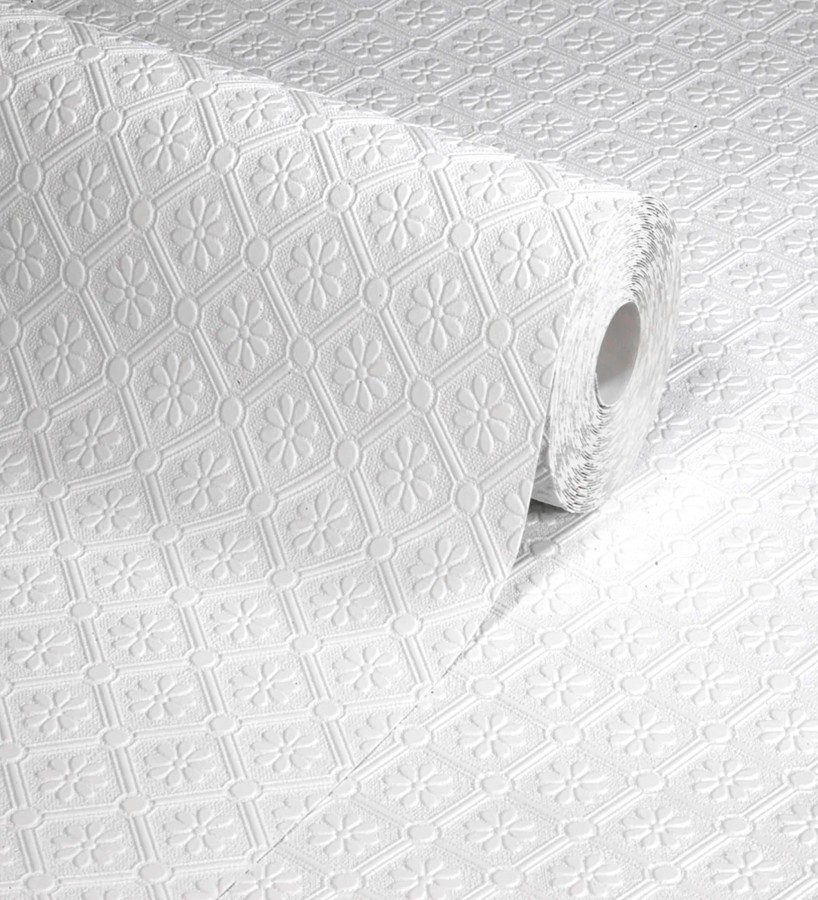 Papel pintado blanco de flores pequeñas repintable texturizado de alto relieve  Angular Texture 123188