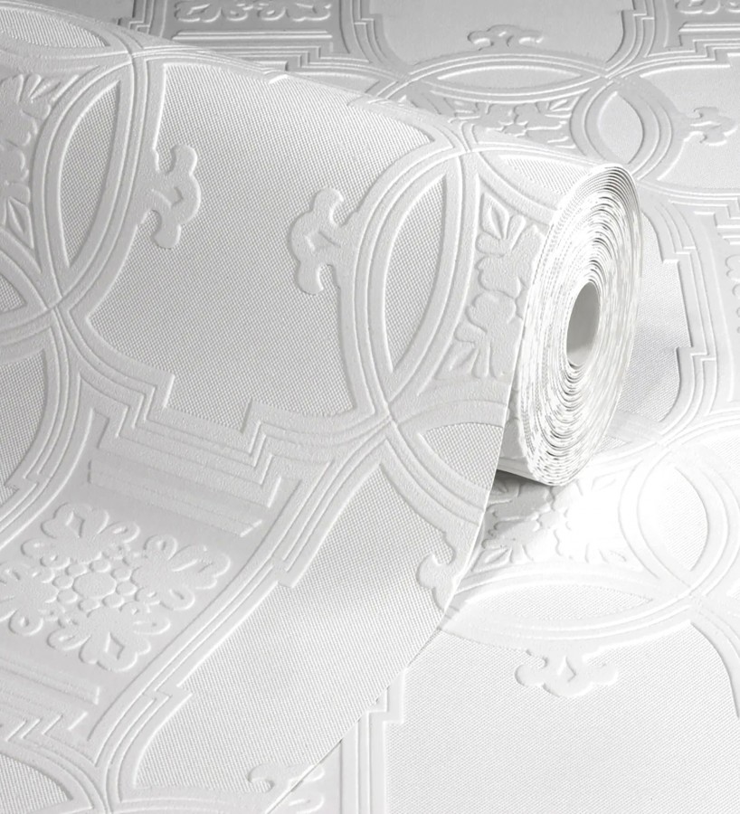 Papel pintado blanco repintable texturizado de alto relieve  Cleva Texture 682526