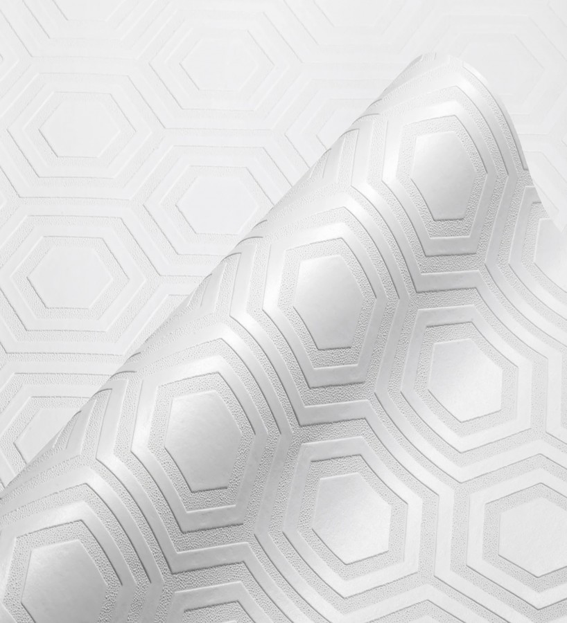 Papel pintado geométrico blanco repintable texturizado de alto relieve  Ironed Texture 123178