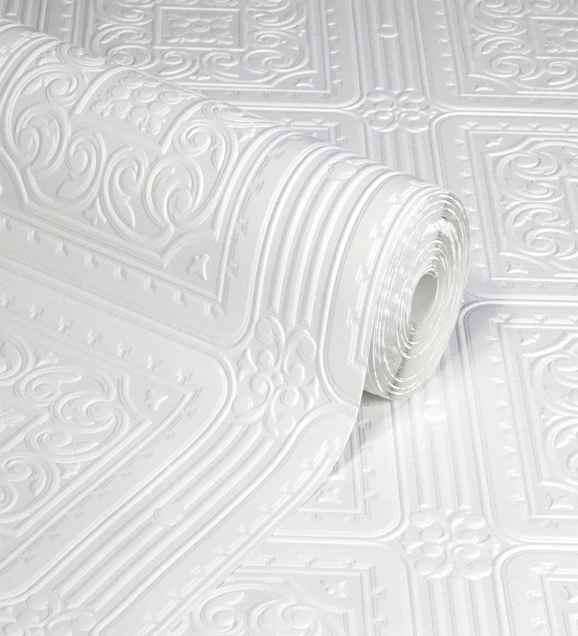 Papel pintado blanco repintable texturizado de alto relieve  Bizancio Texture 682529
