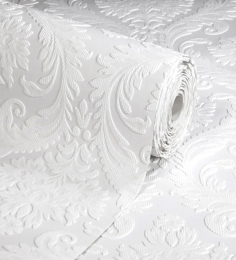 Papel pintado blanco repintable texturizado de alto relieve  Cosy Texture 123185