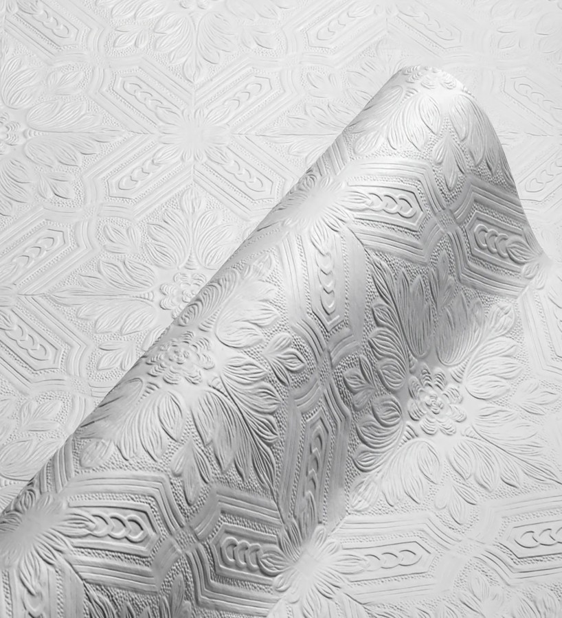Papel pintado blanco repintable texturizado de alto relieve  Creta Texture 682527