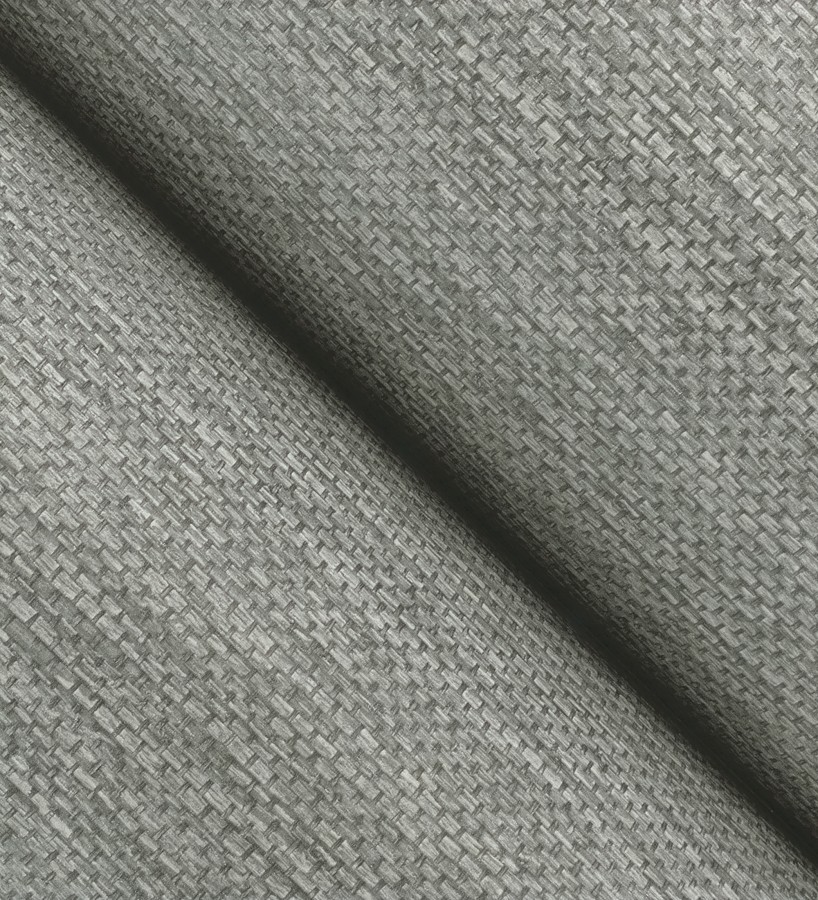 Papel pintado rafia con fibras de sisal teñido en gris visón  Studs Texture 682097